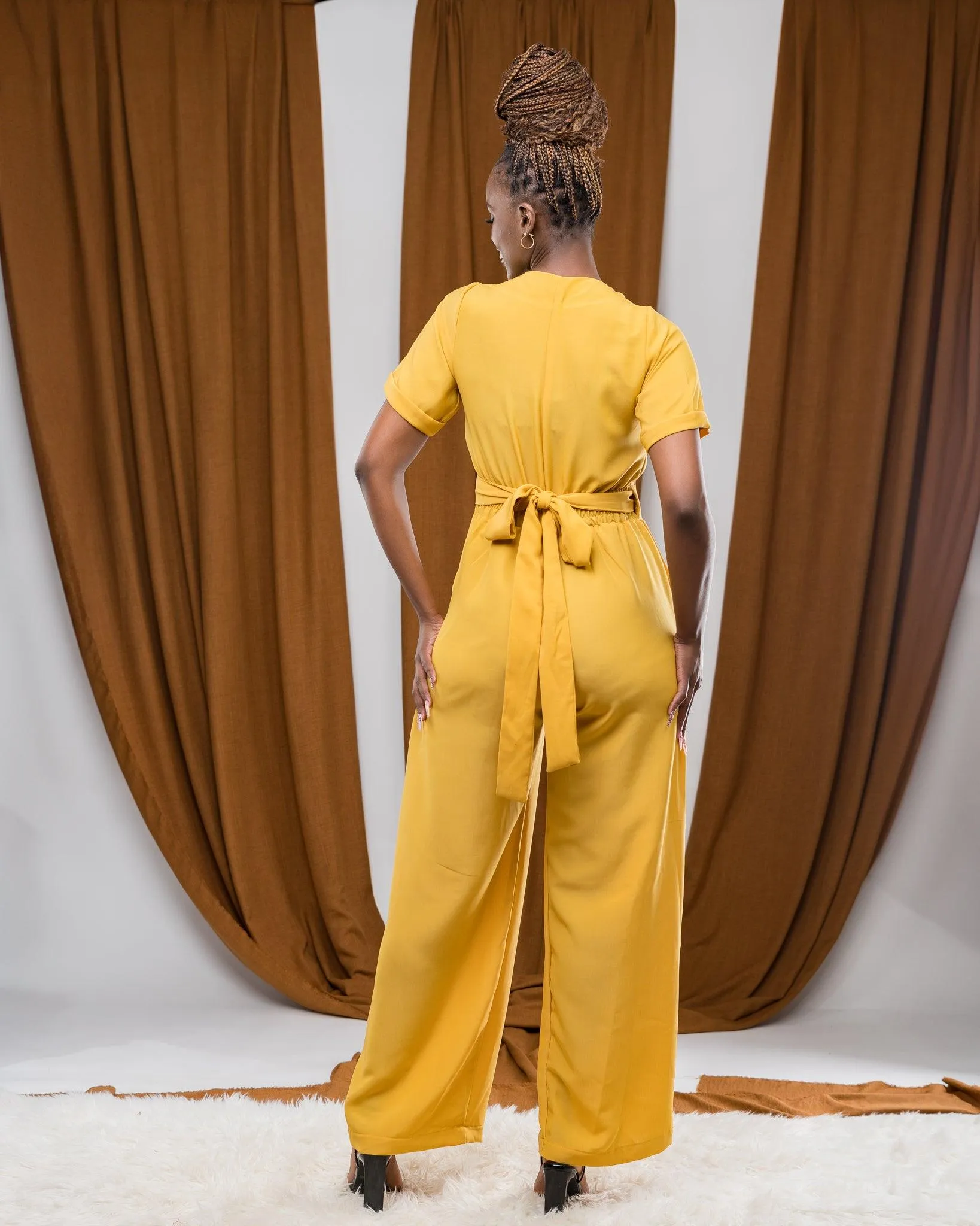 Dainty Wrap Jumpsuit In MUSTARD
