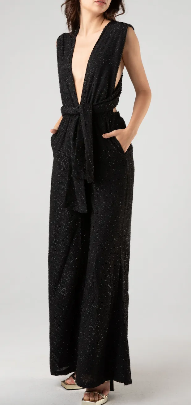 Deep V Cross Back Jumpsuit