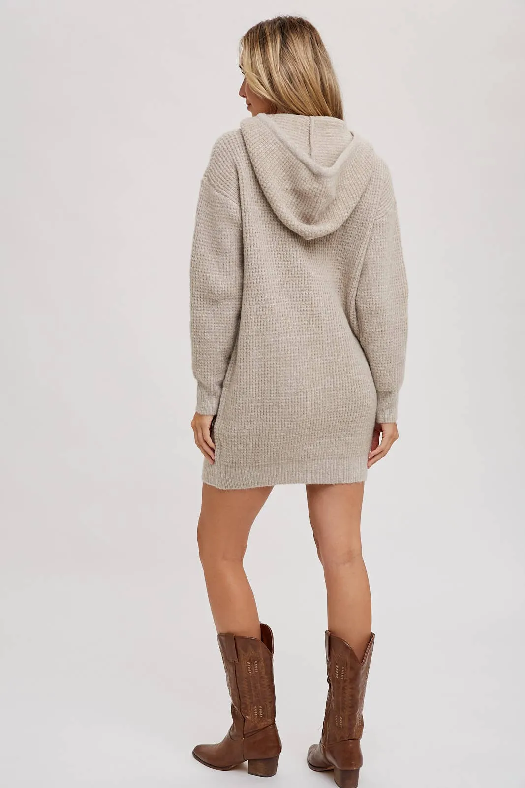 Delaney- Chunky Waffle Hoodie Tunic Dress