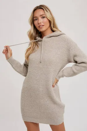 Delaney- Chunky Waffle Hoodie Tunic Dress