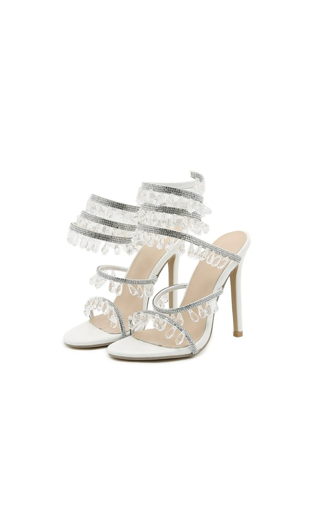 Demere Water Drop Rhinestones Wrapped Stiletto Heels