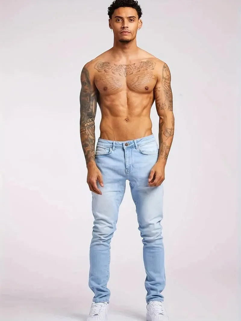 Denim Axel™ | Men's Skinny Jeans | Stretch Denim, Slim Fit, Classic 5-Pocket, Button Fly Design