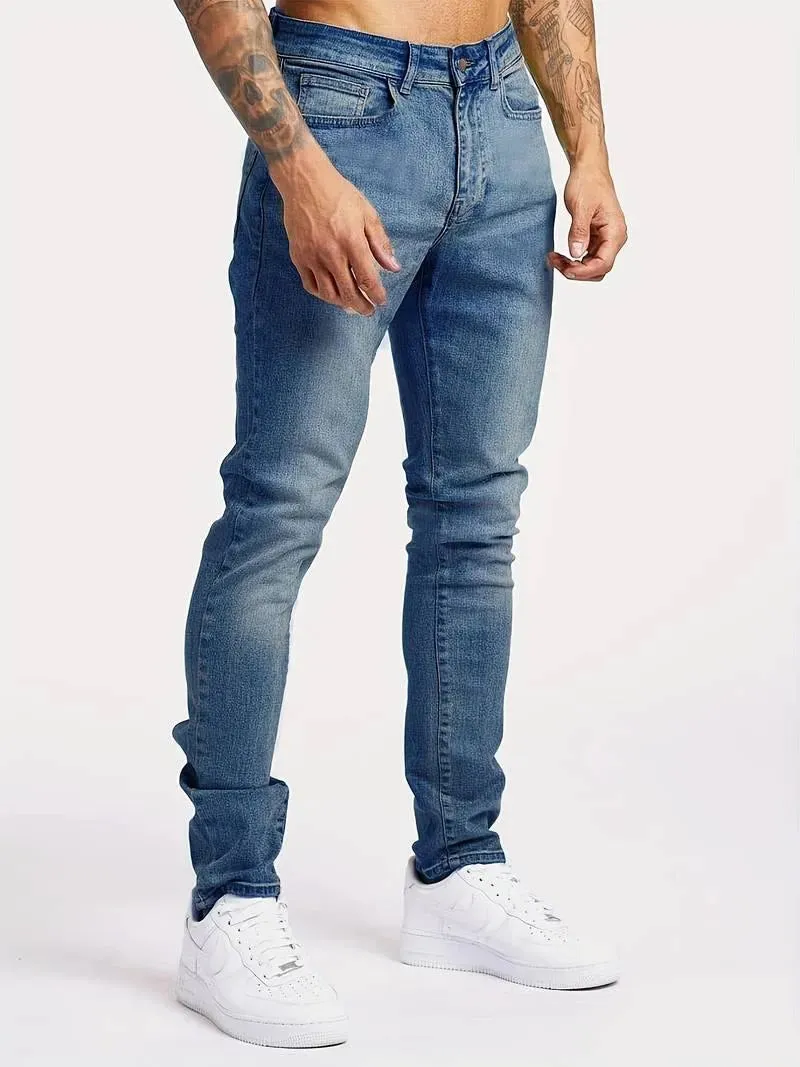Denim Axel™ | Men's Skinny Jeans | Stretch Denim, Slim Fit, Classic 5-Pocket, Button Fly Design