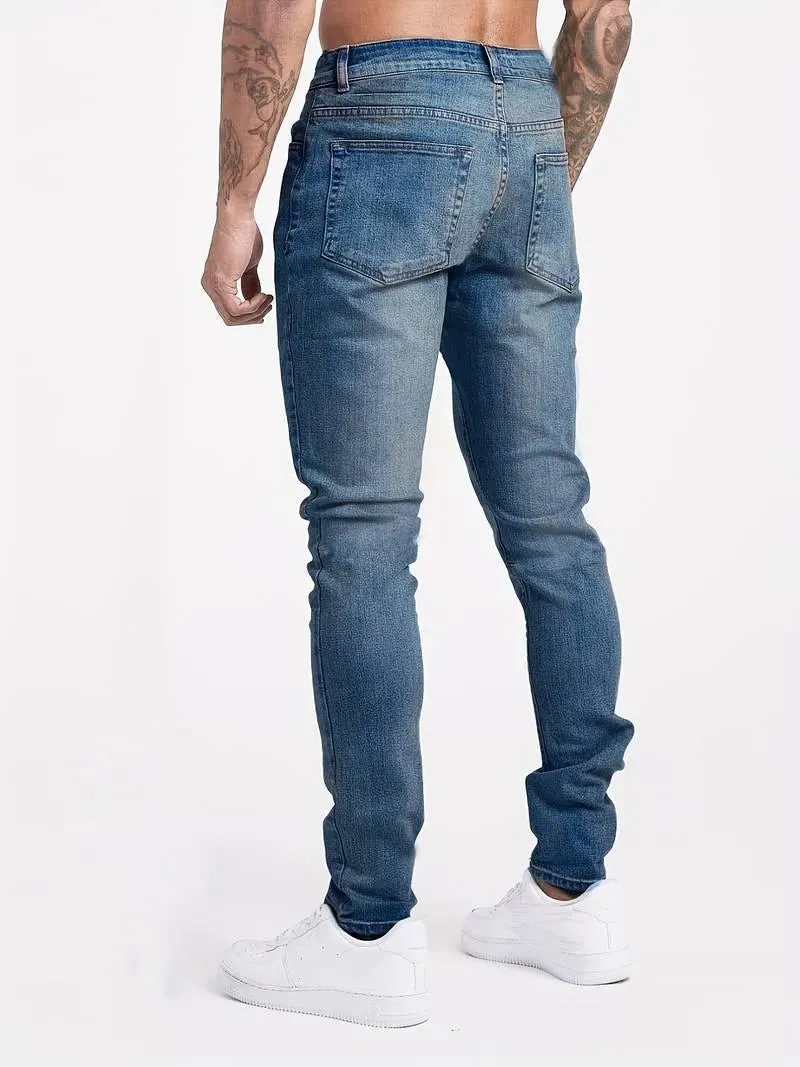 Denim Axel™ | Men's Skinny Jeans | Stretch Denim, Slim Fit, Classic 5-Pocket, Button Fly Design