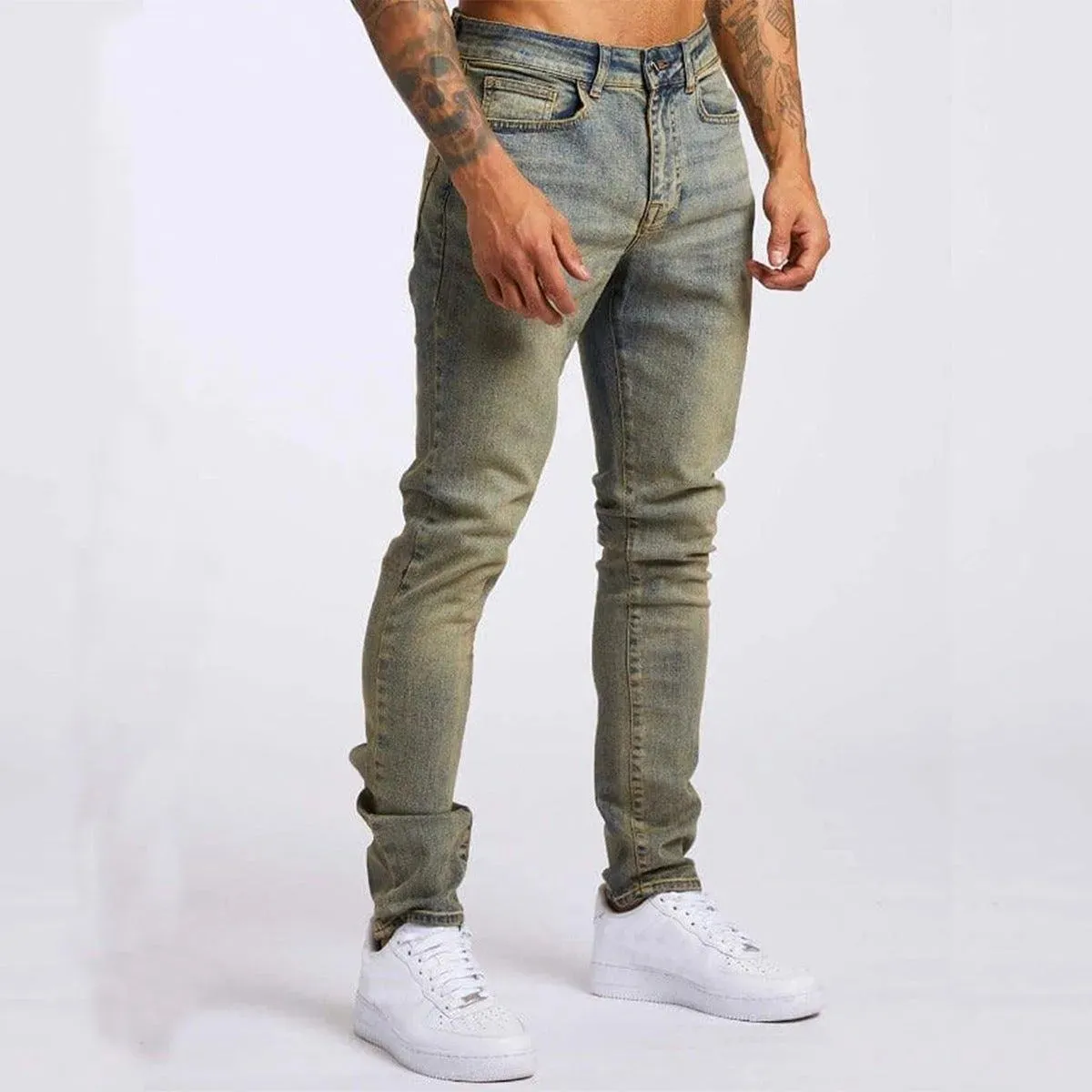 Denim Axel™ | Men's Skinny Jeans | Stretch Denim, Slim Fit, Classic 5-Pocket, Button Fly Design