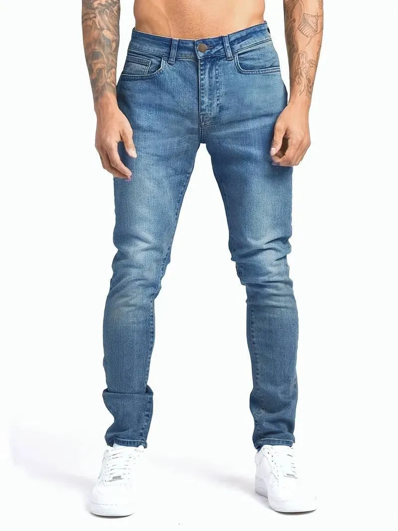 Denim Axel™ | Men's Skinny Jeans | Stretch Denim, Slim Fit, Classic 5-Pocket, Button Fly Design