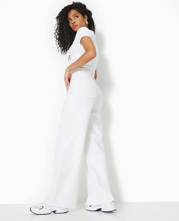 Denim Highwaist wide leg jeans white pk