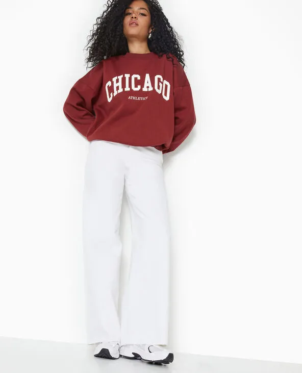 Denim Highwaist wide leg jeans white pk
