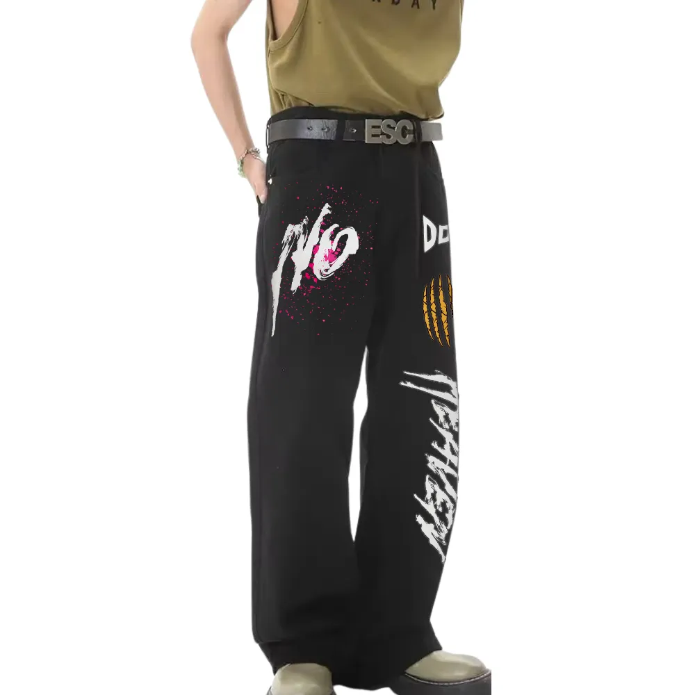 DF|Bear Claw Letter Print Jeans