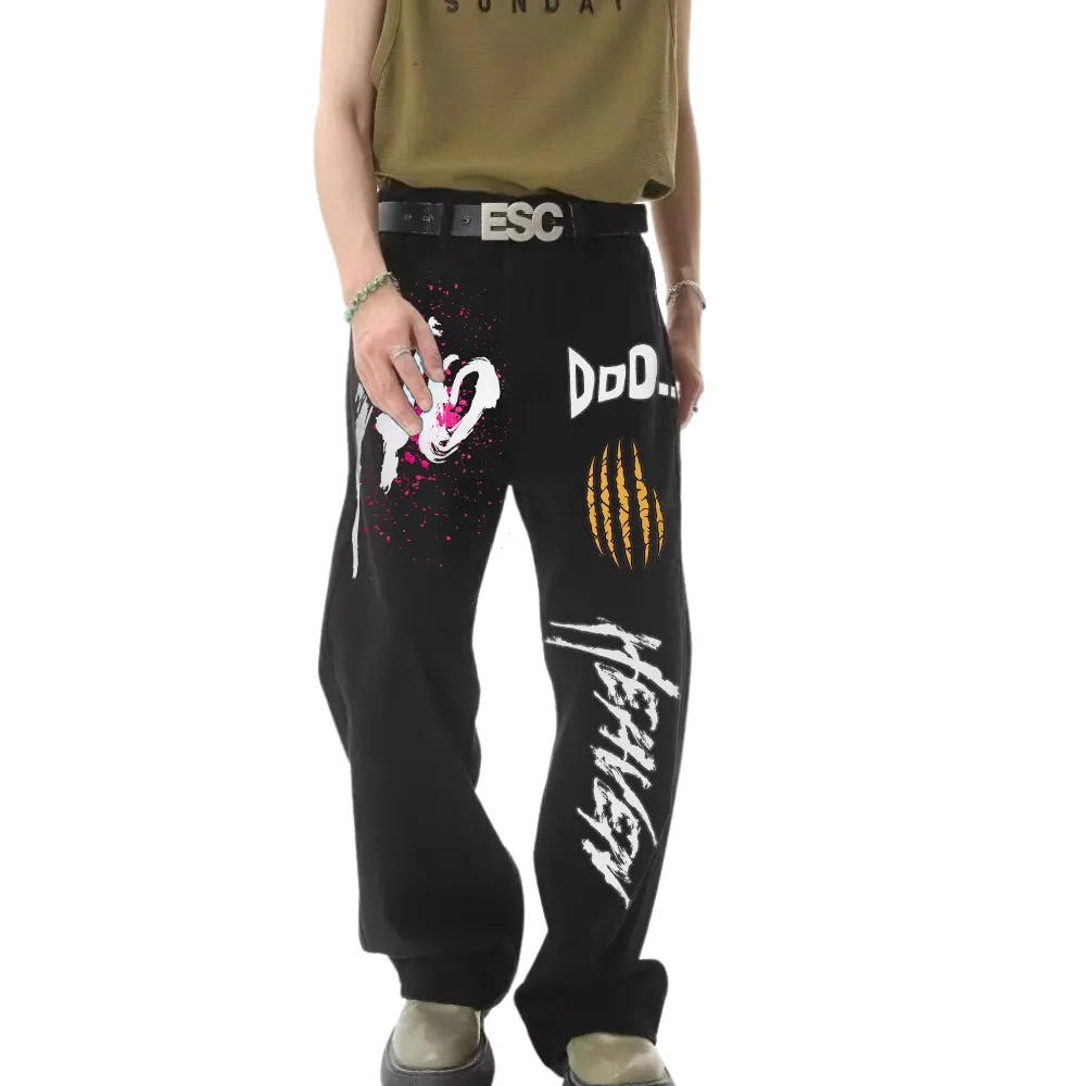 DF|Bear Claw Letter Print Jeans