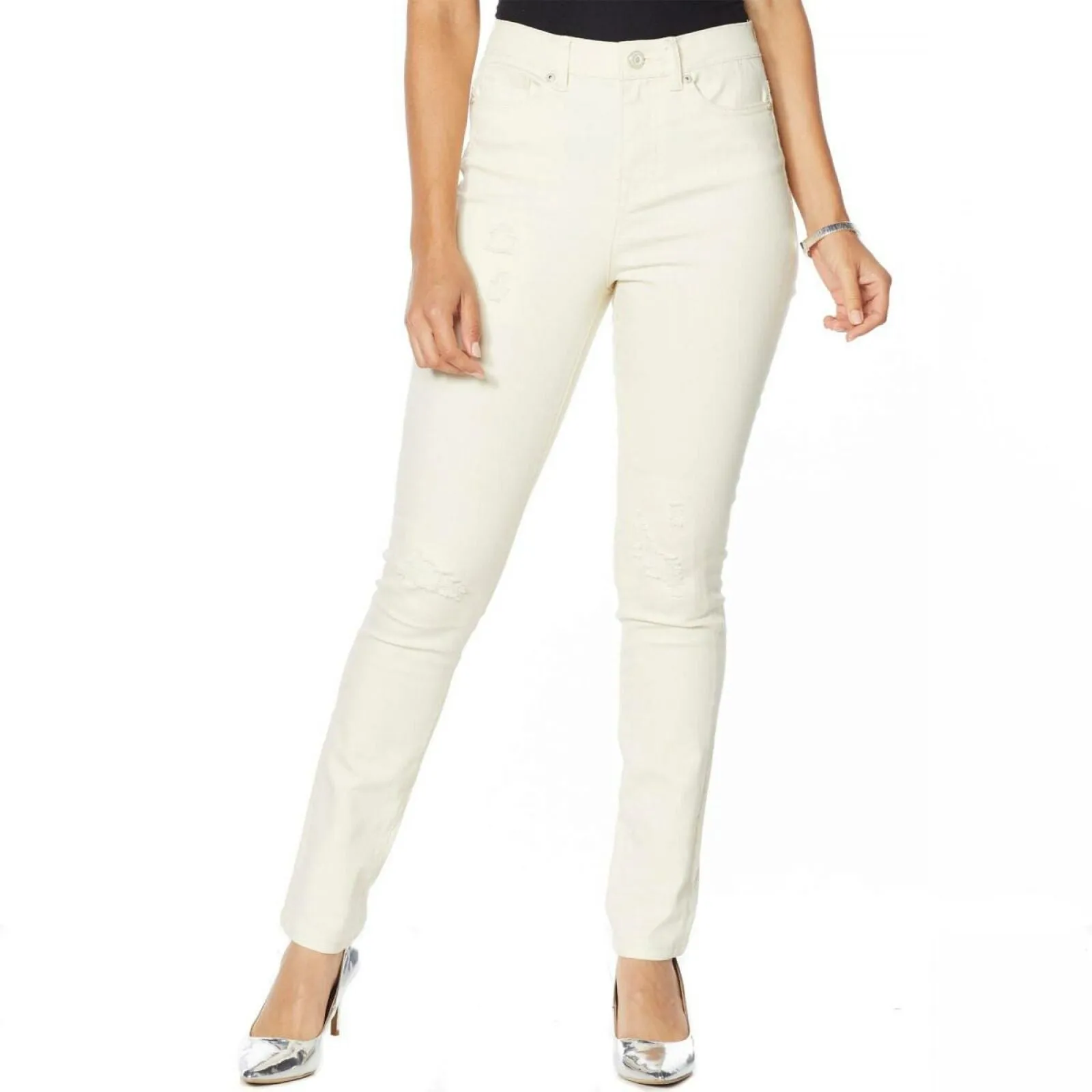 DG2 by Diane Gilman Petite Plus Virtual Stretch Destructed Skinny Jeans