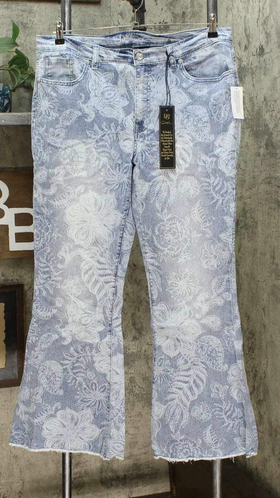 DG2 by Diane Gilman Women's Plus Size Classic Stretch Printed Flare Jeans