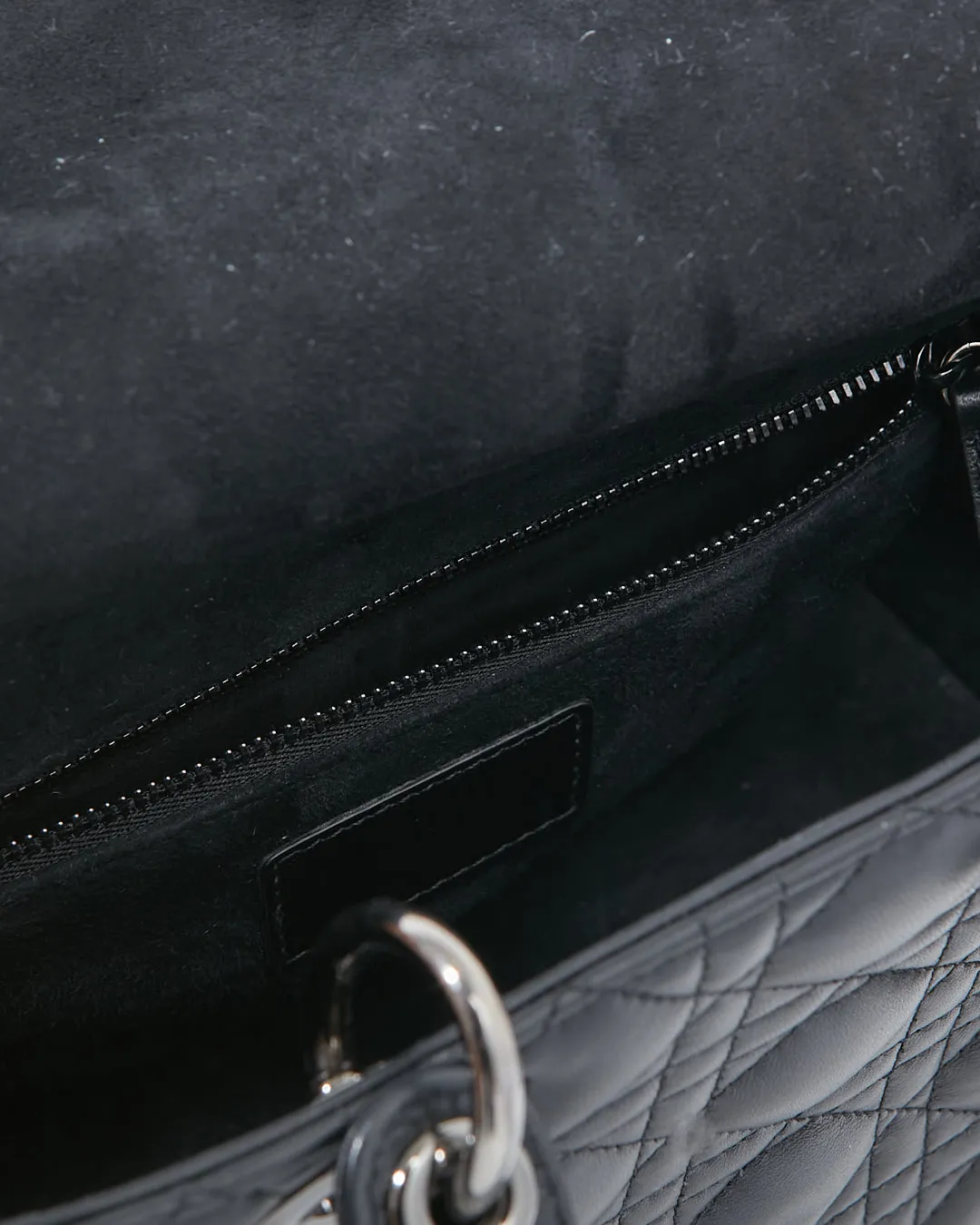 Dior Black Cannage Lambskin Leather Medium Lady Dior Bag w/ Gun Metal HWD
