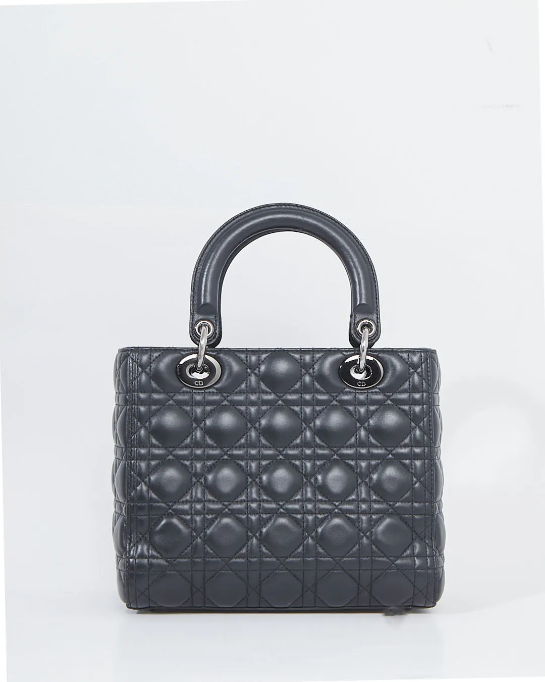 Dior Black Cannage Lambskin Leather Medium Lady Dior Bag w/ Gun Metal HWD