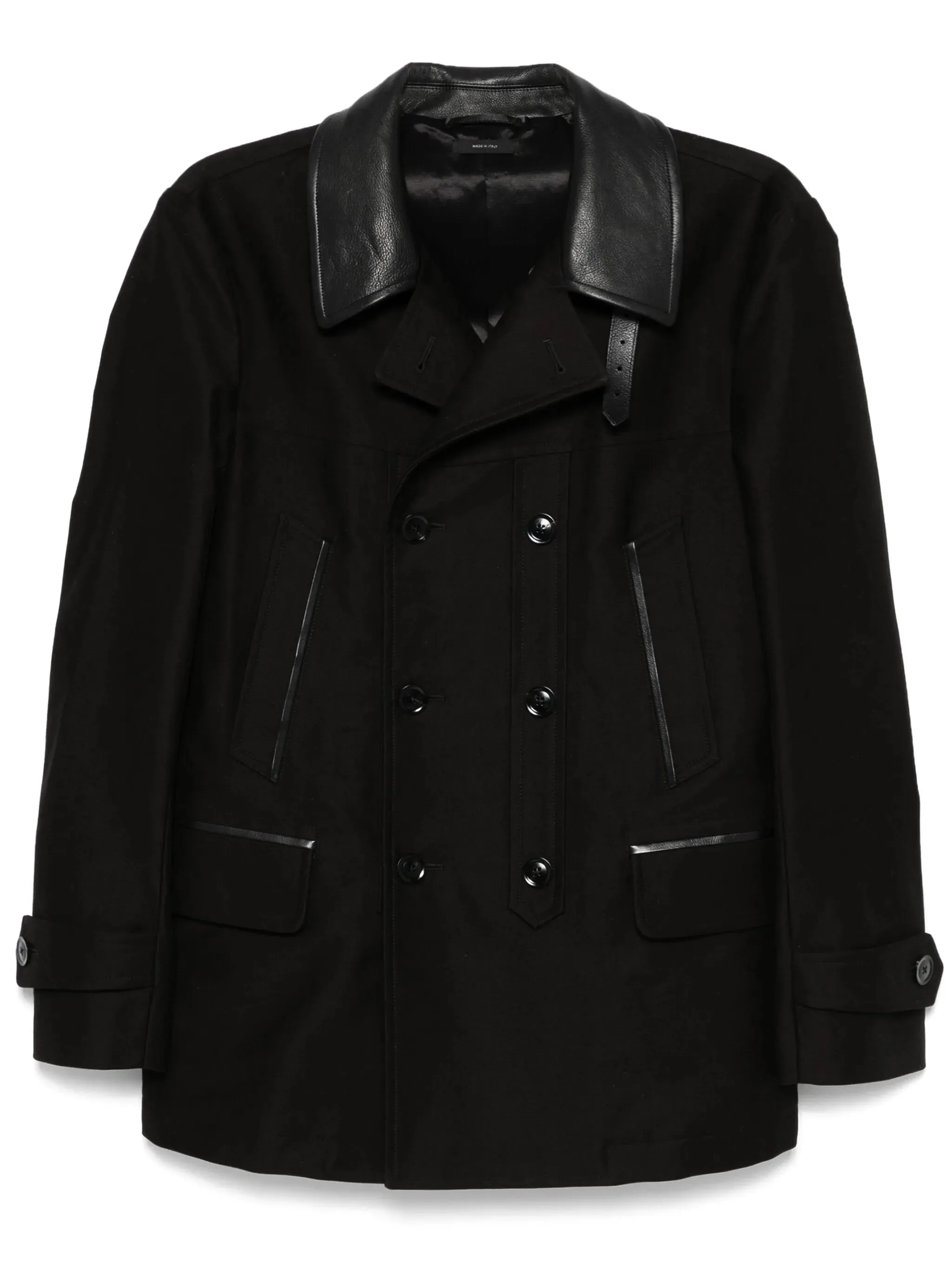Discounted delivery contrasting-collar peacoat Tailored