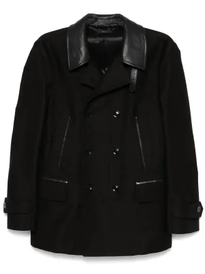 Discounted delivery contrasting-collar peacoat Tailored