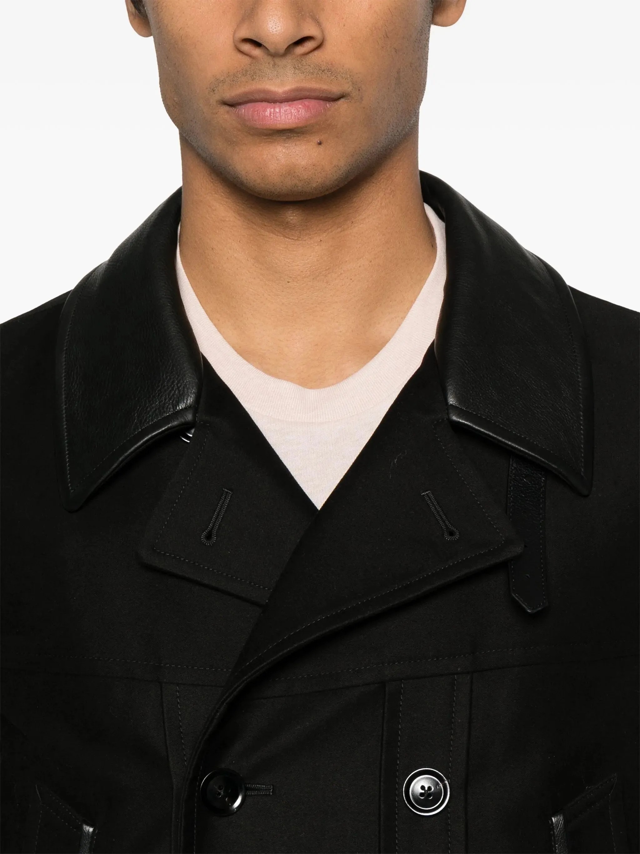 Discounted delivery contrasting-collar peacoat Tailored