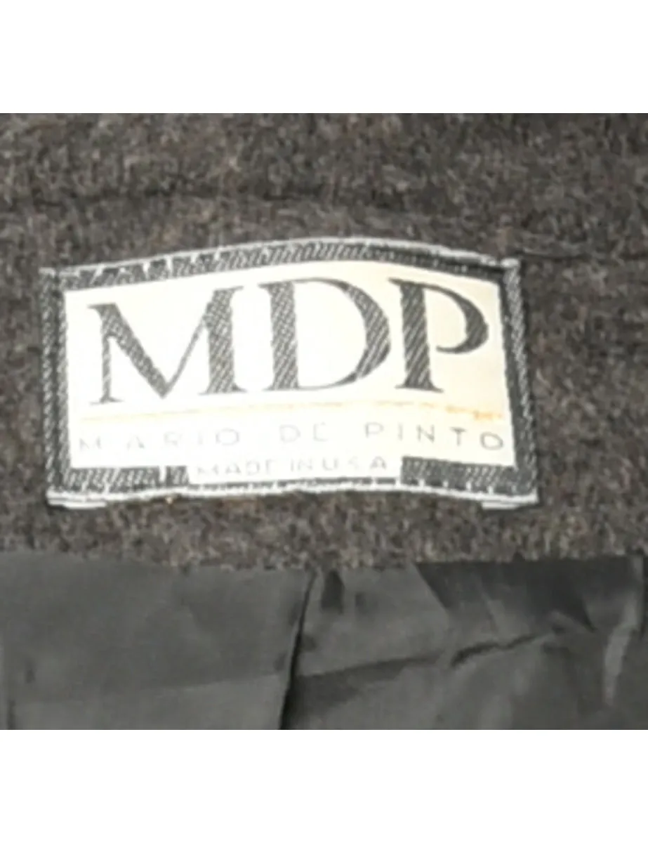 Double Breasted Dark Grey Peacoat - L