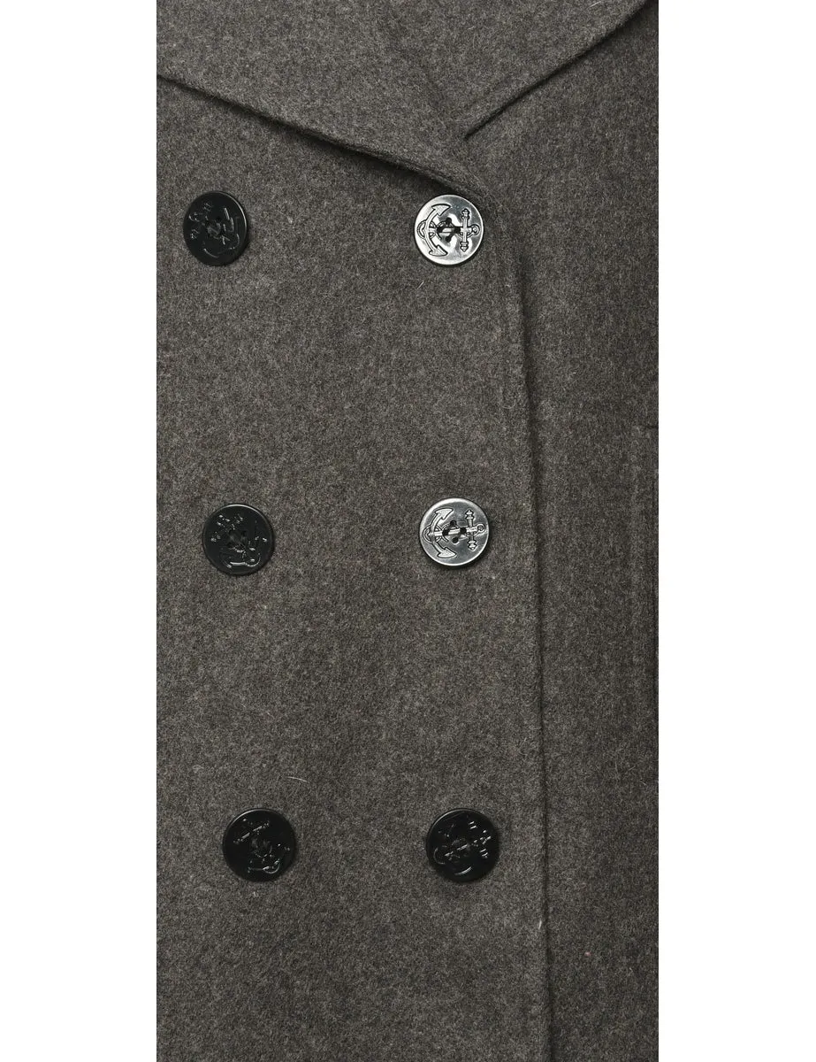 Double Breasted Dark Grey Peacoat - L