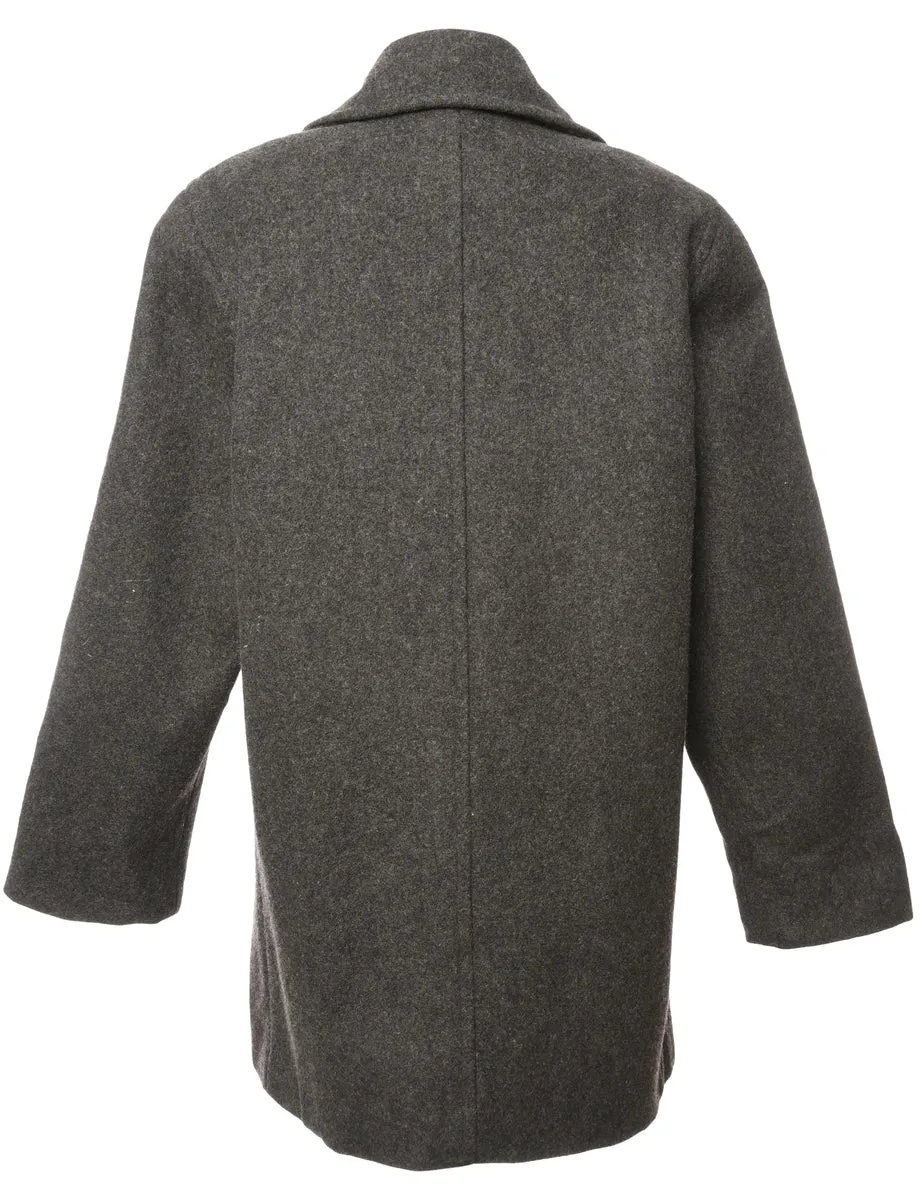 Double Breasted Dark Grey Peacoat - L