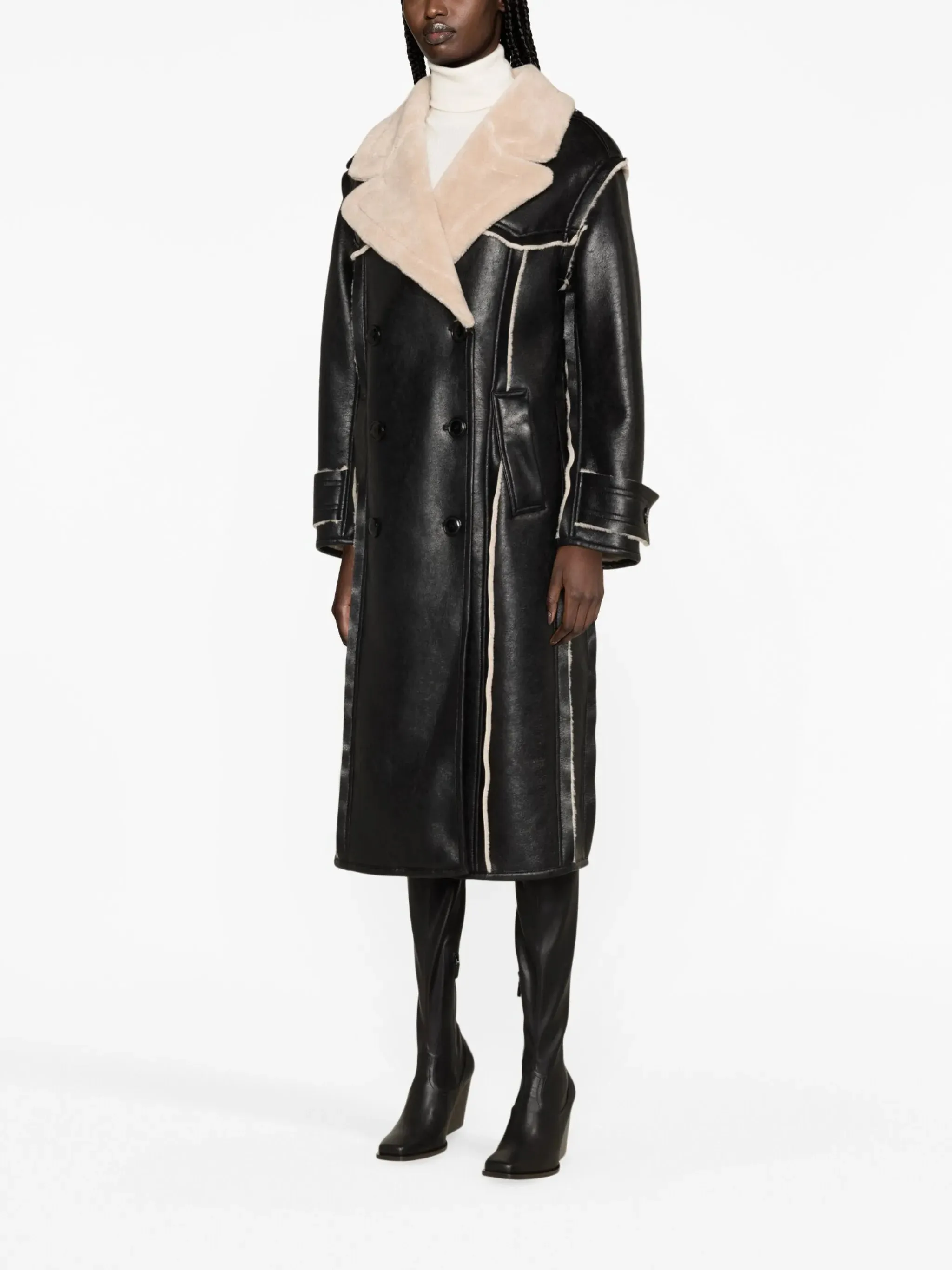 double-breasted Frankie Enhanced Clear guidance coat faux-leather