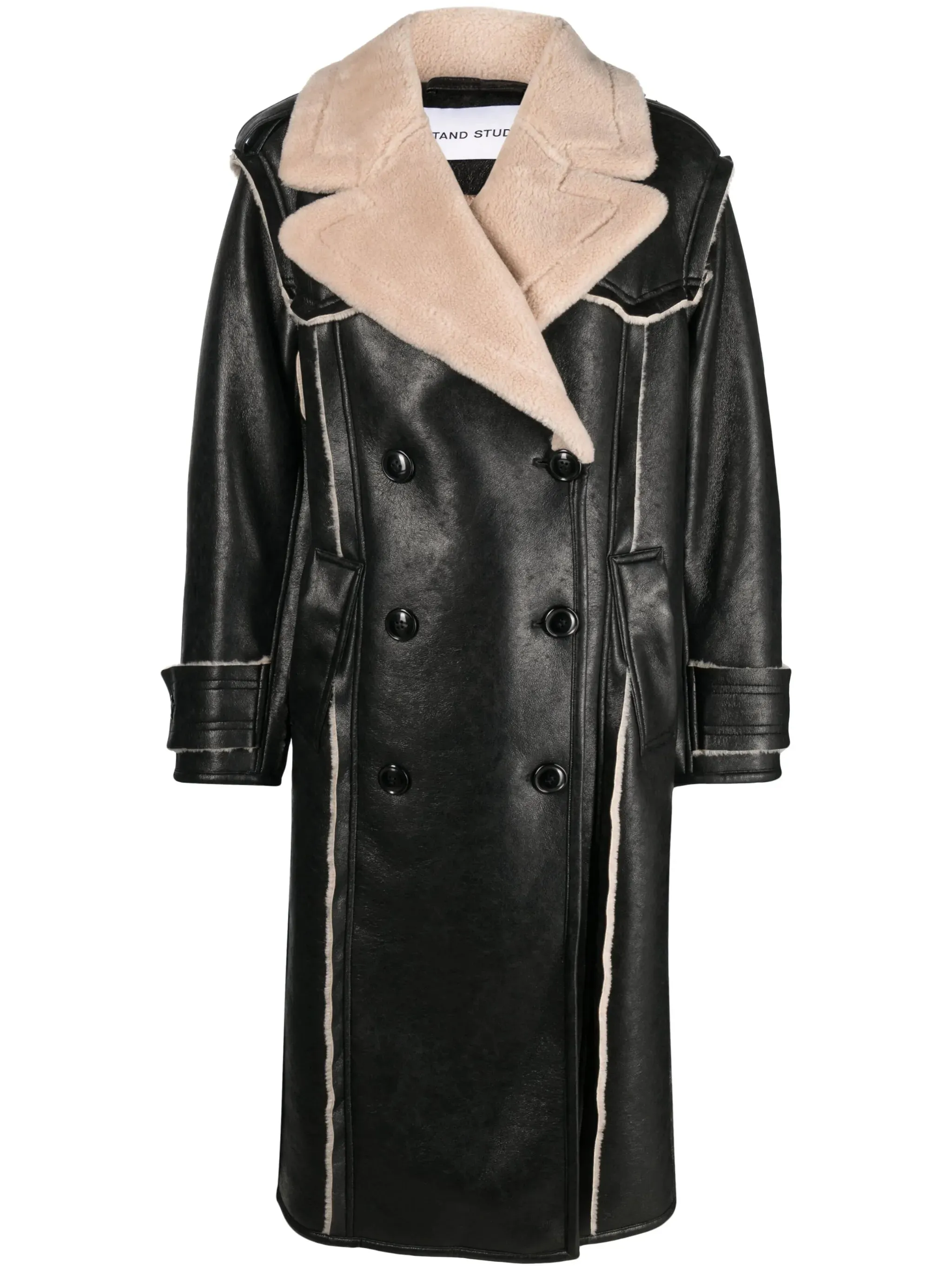 double-breasted Frankie Enhanced Clear guidance coat faux-leather