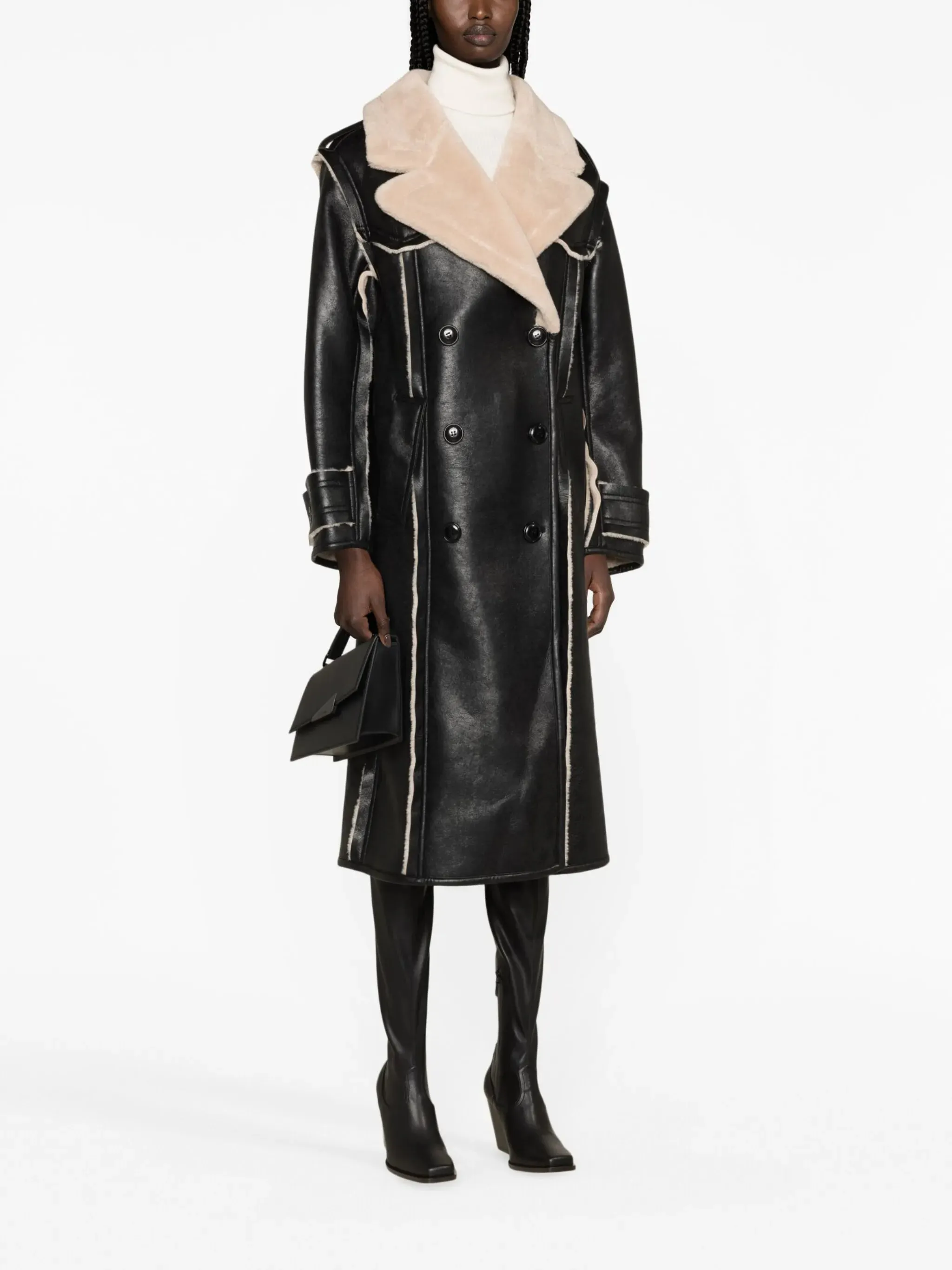 double-breasted Frankie Enhanced Clear guidance coat faux-leather