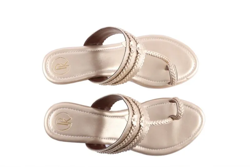Dull Gold Kolhapuri Wedges