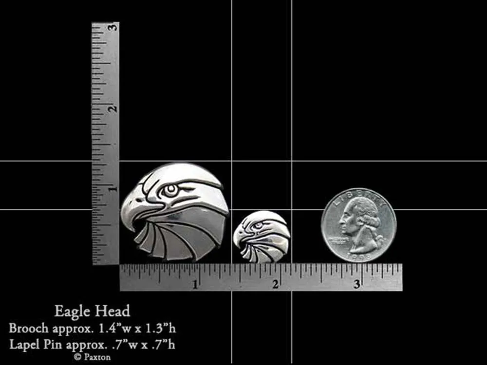 Eagle Head Lapel Pin or Eagle Head Brooch Sterling Silver