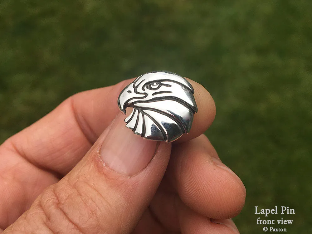 Eagle Head Lapel Pin or Eagle Head Brooch Sterling Silver