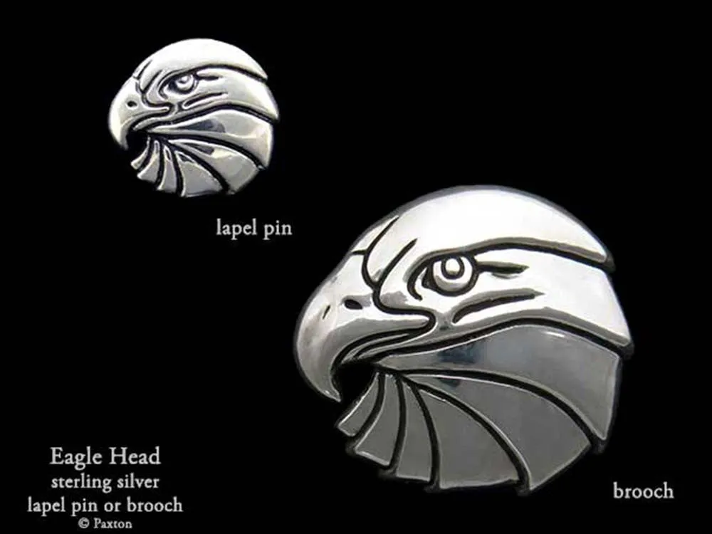 Eagle Head Lapel Pin or Eagle Head Brooch Sterling Silver