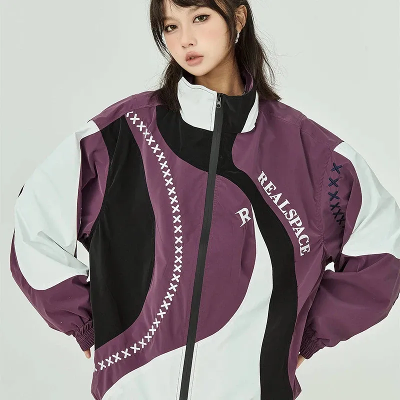 Embroidery Stripe Patchwork Jacket
