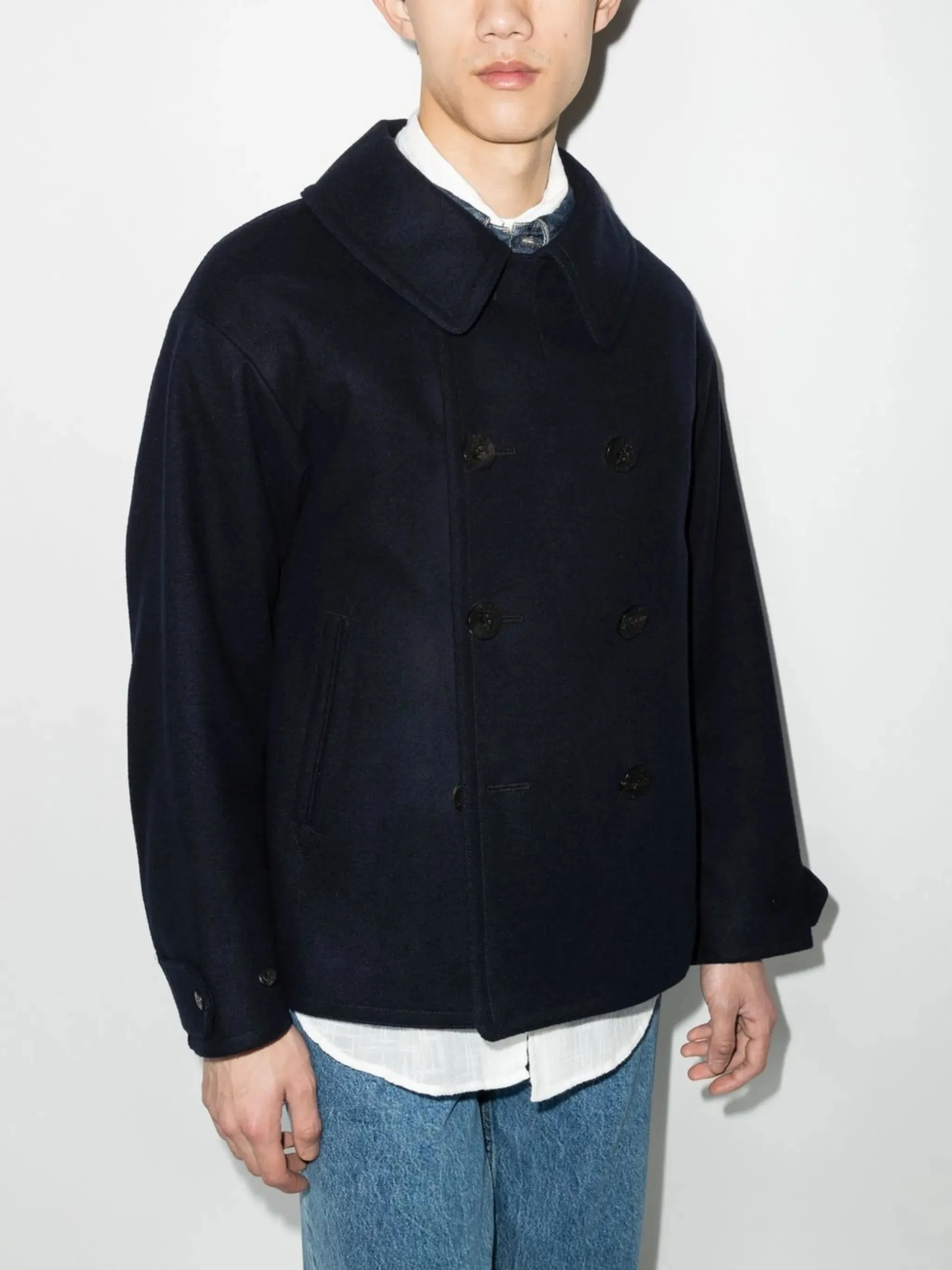 Excellent aftercare Price-busting collar classic double-breasted peacoat