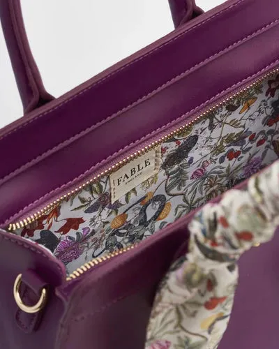 Fable England Floral Engravings Large Plum Tote