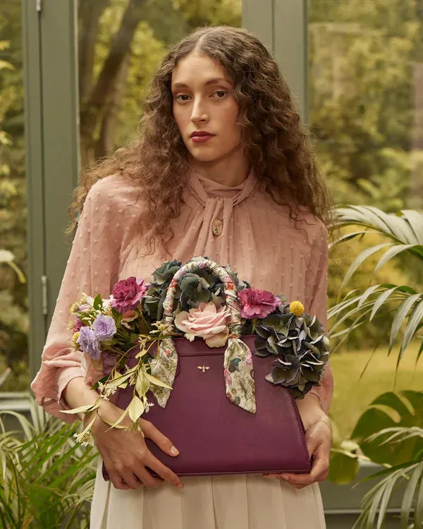 Fable England Floral Engravings Large Plum Tote