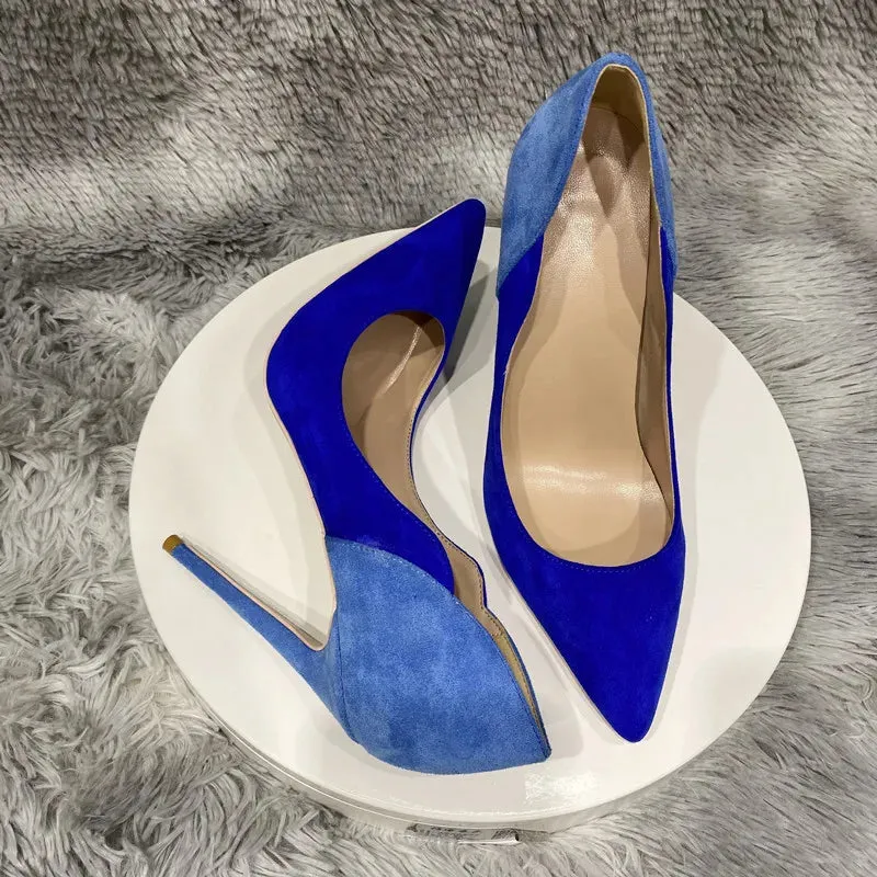 fashion 12cm blue Suede high heels