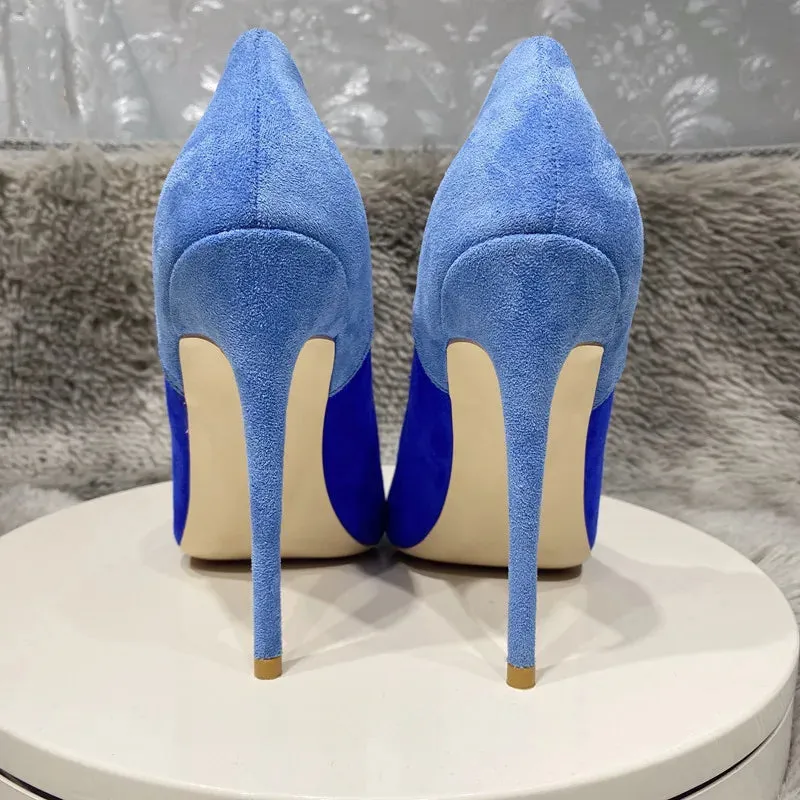 fashion 12cm blue Suede high heels
