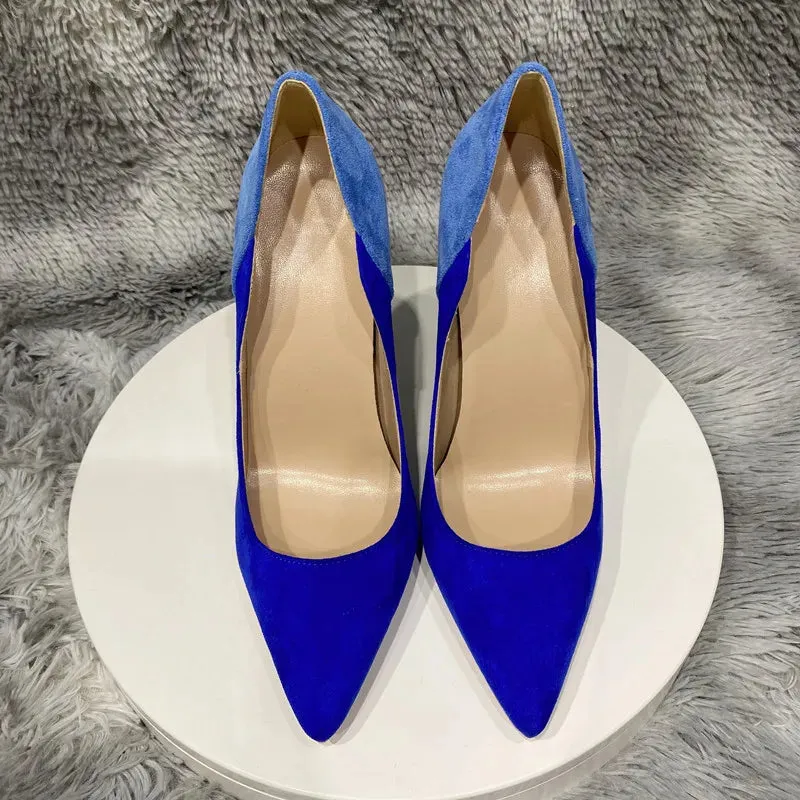 fashion 12cm blue Suede high heels