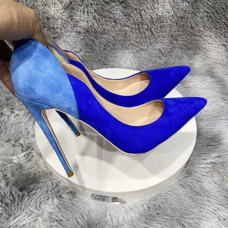 fashion 12cm blue Suede high heels