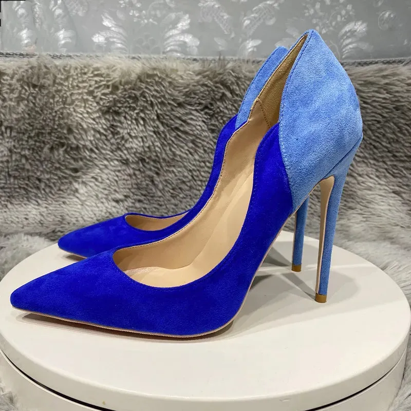 fashion 12cm blue Suede high heels