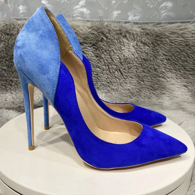 fashion 12cm blue Suede high heels