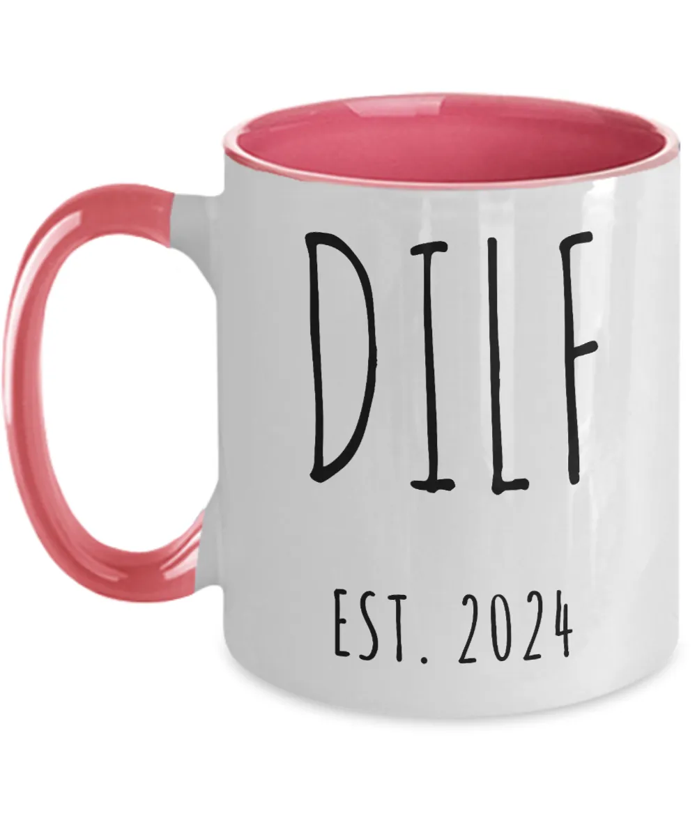 First Time Dad Gift, New Dad Gift, DILF Est 2024, First Father's Day Cup, Expecting Dad, Couples Baby Shower Gift, Colored Mug