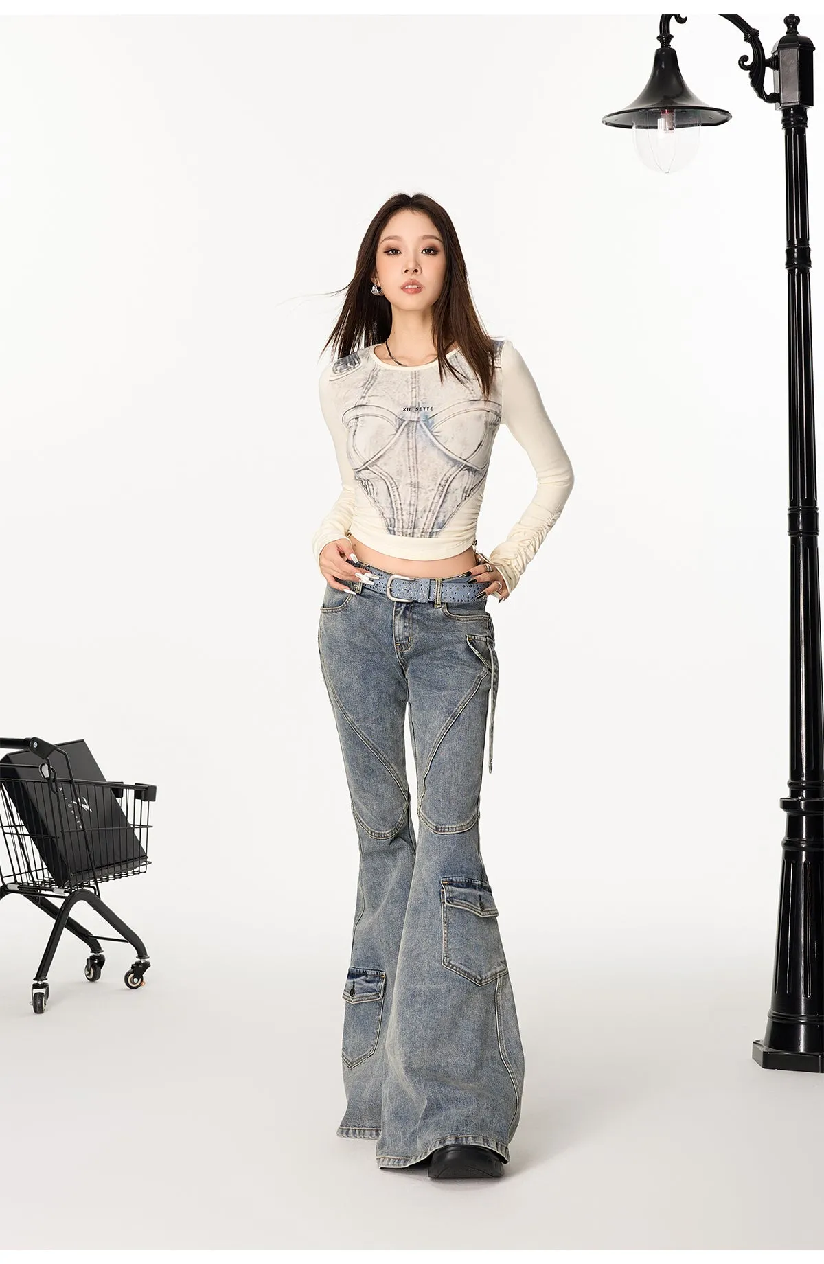 Flared Cargo Jeans