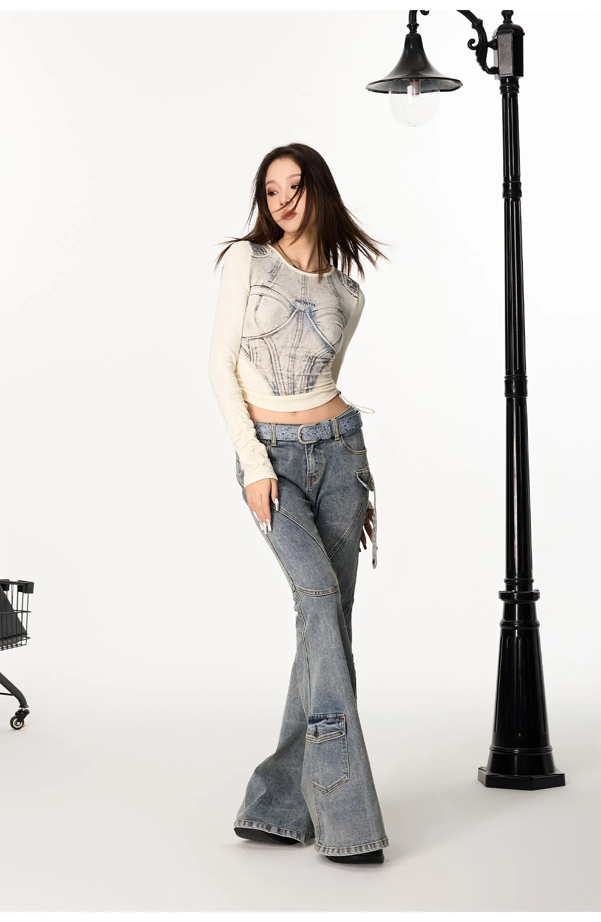 Flared Cargo Jeans
