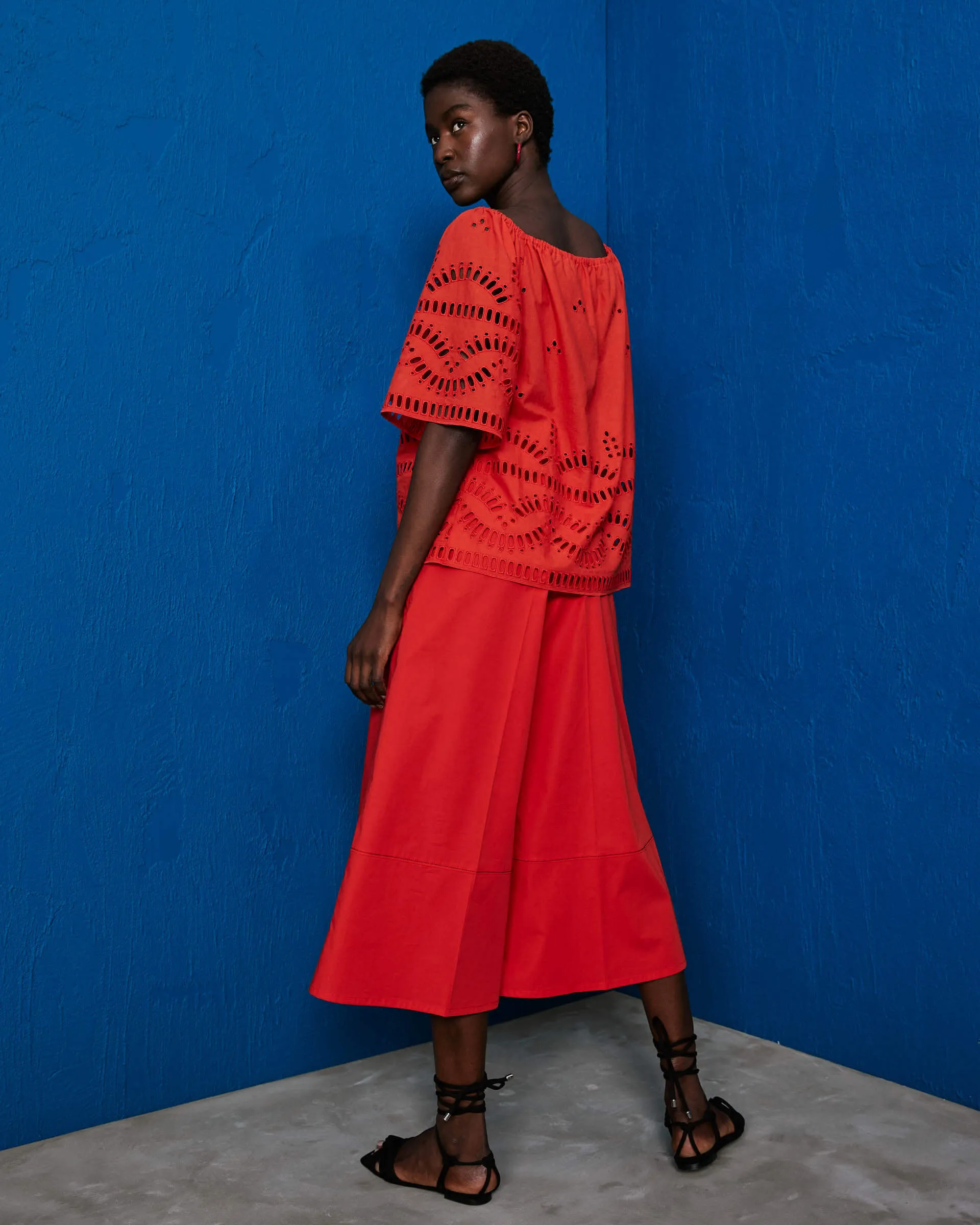 flared cotton trousers
