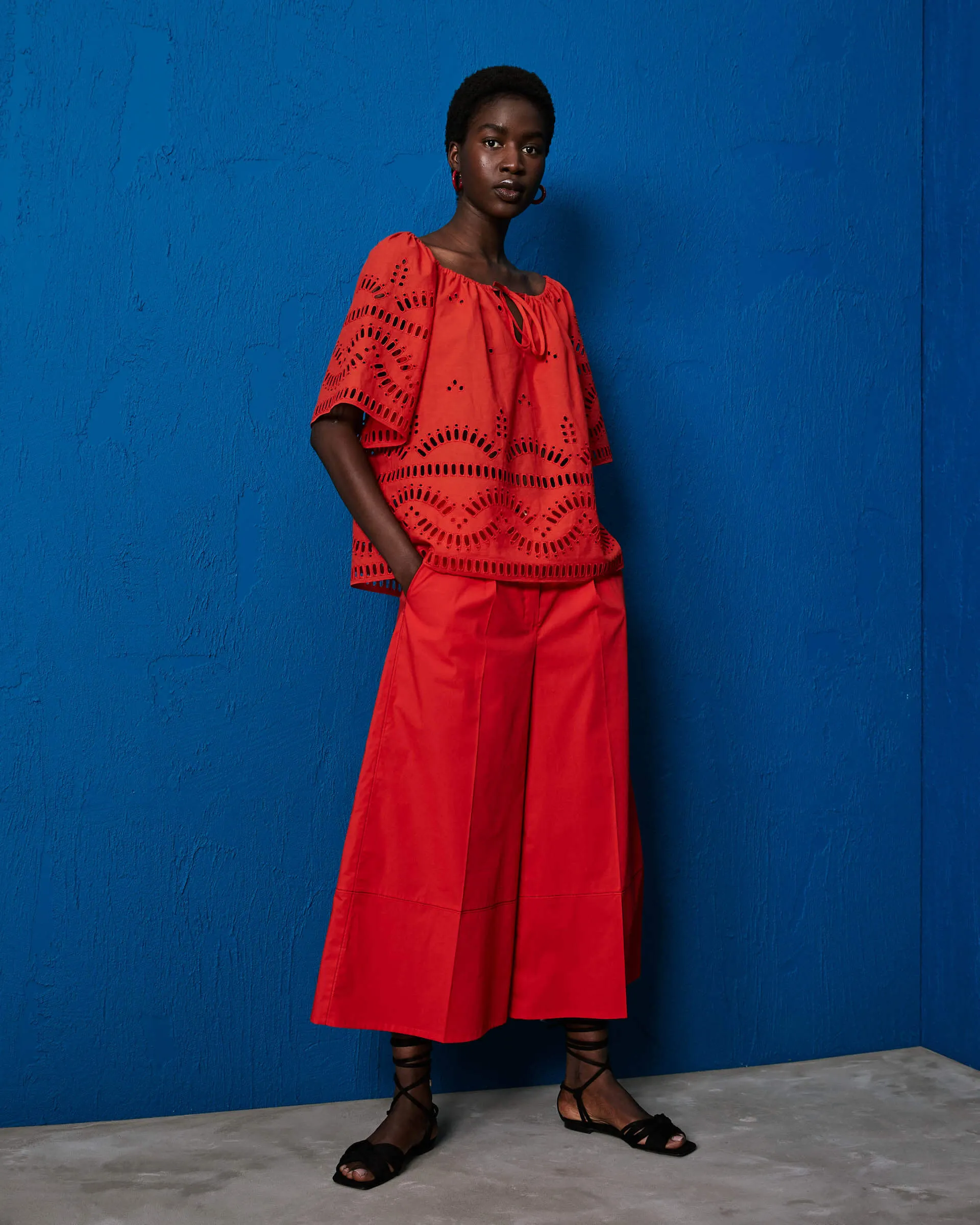flared cotton trousers