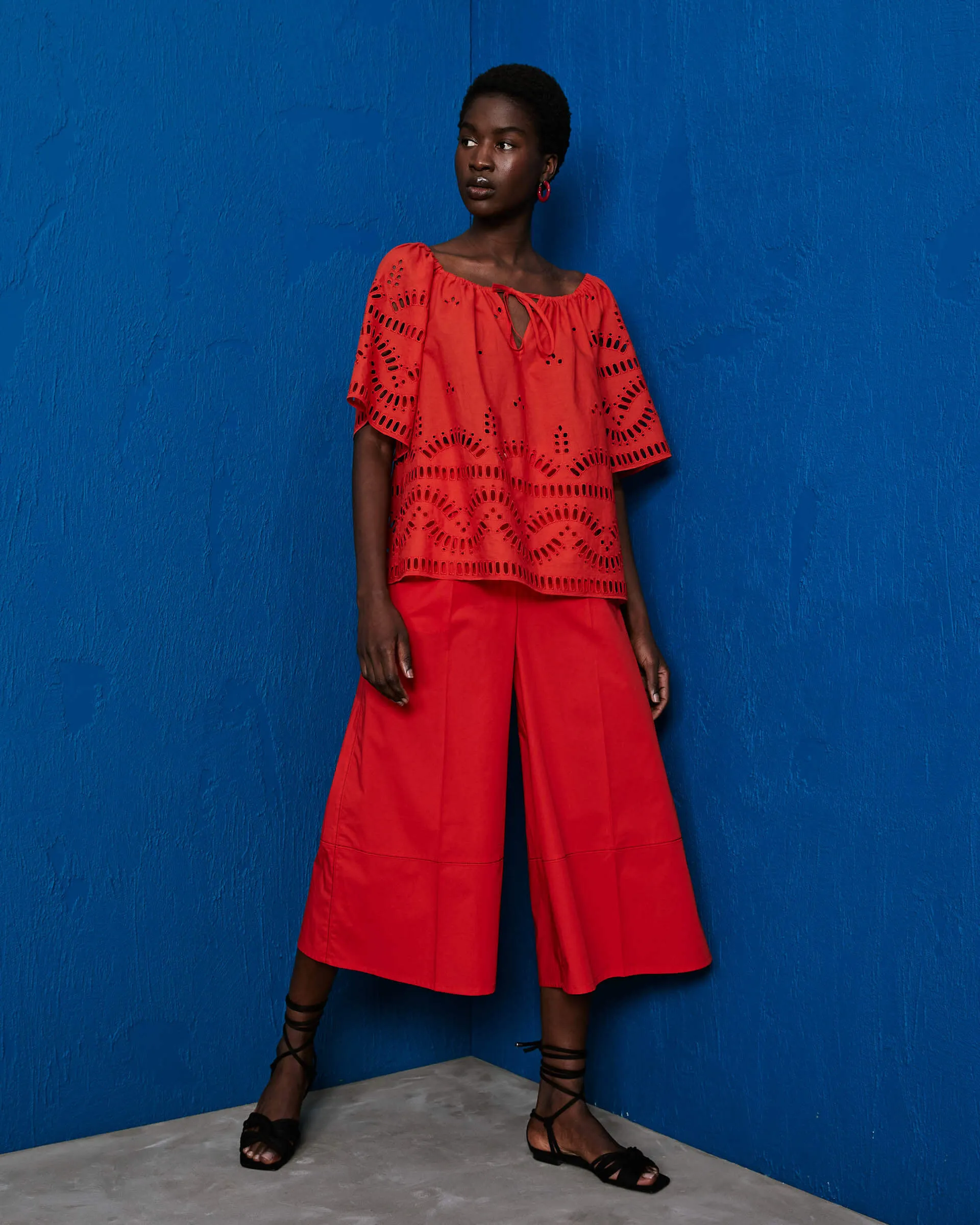 flared cotton trousers
