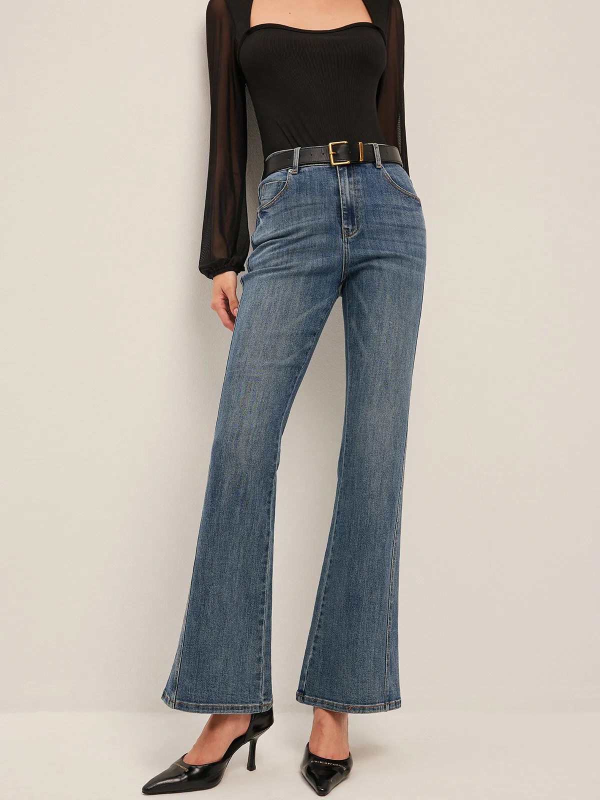 Flared Mid-Waisted Jeans