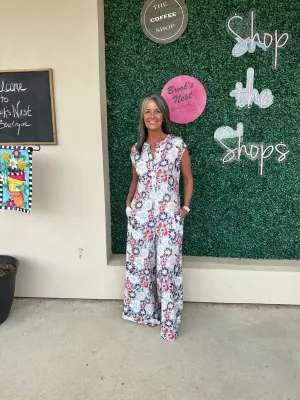 Floral Sleeveless Jumpsuits