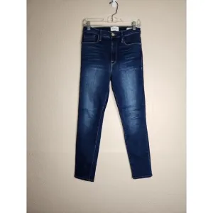 Frame Ali High Rise Cigarette Jeans Womens 28 Blue Denim Cotton Marathon Zip Fly